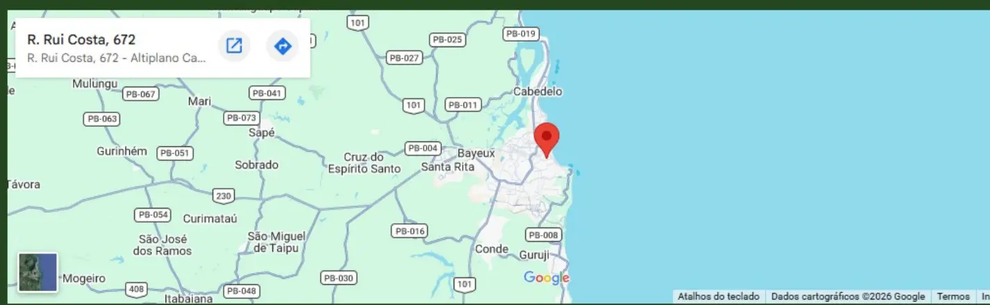Mapa da localização na Rua Rui Costa, 672, em João Pessoa